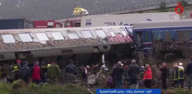 مشاهد مروعة من حادث تصادم قطارين في اليونان - فيديو