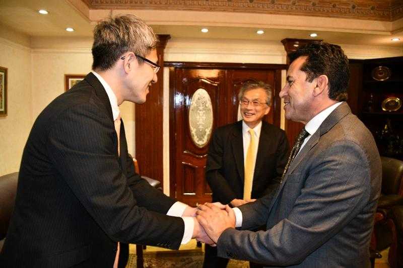 وزير الرياضة يستقبل سفير اليابان وممثلين مؤسسة جايكا