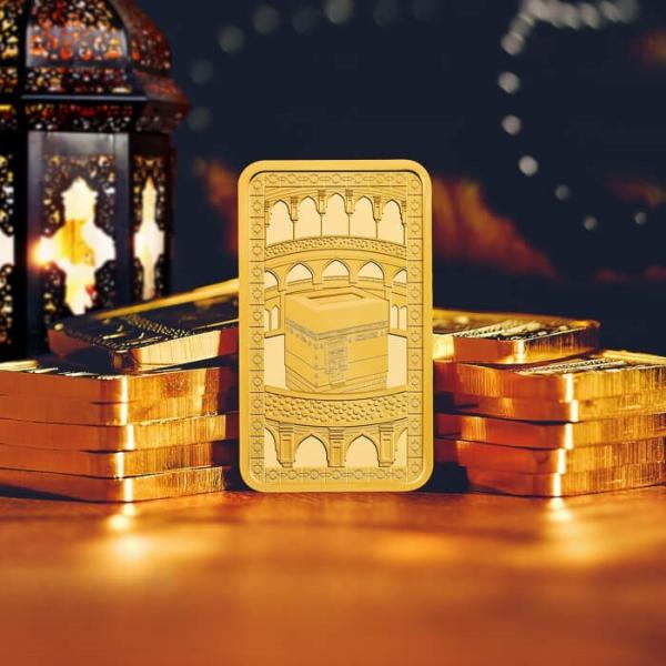 بالفيديو.. بريطانيا تطرح سبائك من الذهب الخالص على شكل الكعبة المشرفة