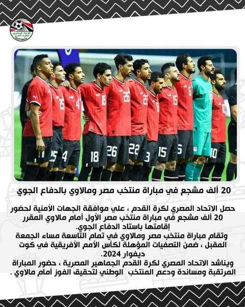 20 ألف مشجع في مباراة منتخب مصر ومالاوي بالدفاع الجوي