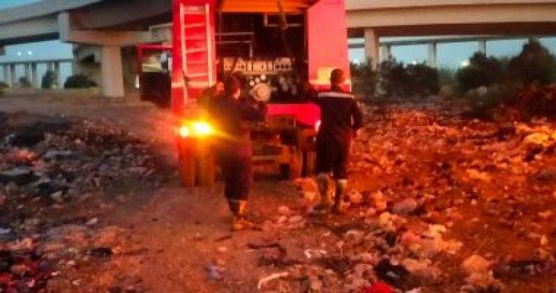 حريق هائل فى سيارة نقل محملة بالسيراميك بالغربية