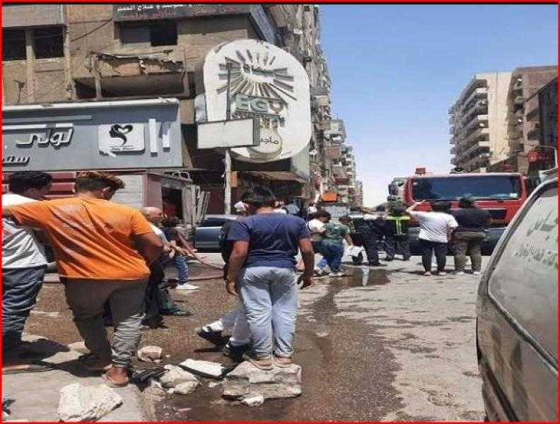 إخماد حريق في عقار سينما ماجدة بحلوان