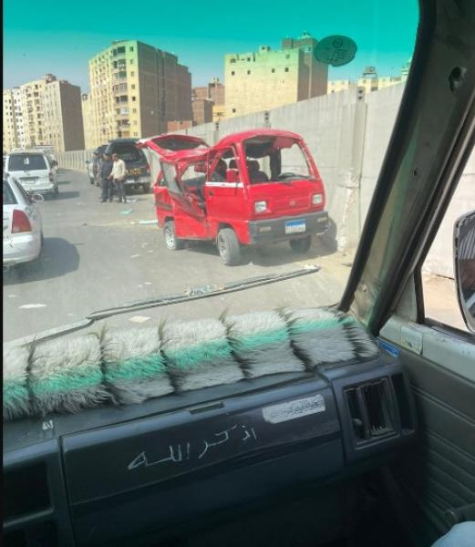 مصرع 4 أشخاص في حادث تصادم أعلى الطريق الدائري باتجاه المعادي