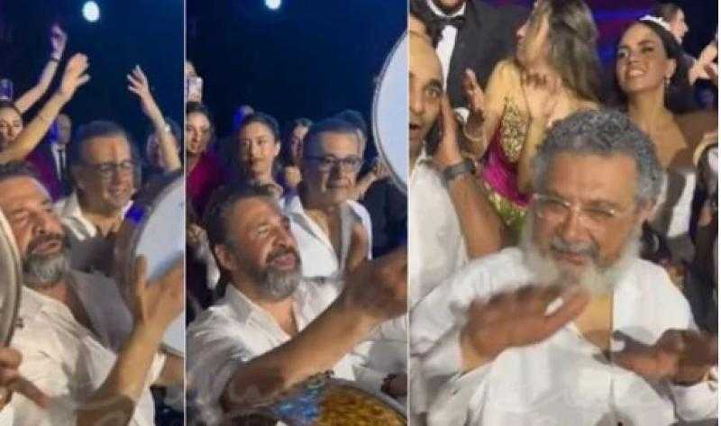 كريم عبد العزيز يشارك ماجد الكرواني في زفاف نجله ويضرب على الدوف