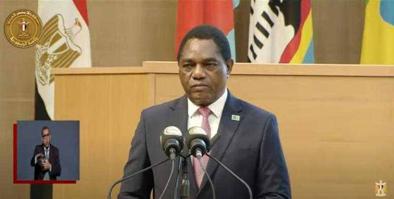 شاهد .. رئيس زامبيا: نستمد من الرئيس السيسي العزة والكرامة