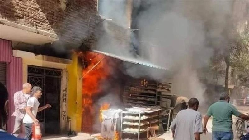 انتداب المعمل الجنائي لمعاينة حريق مخبز عيش سياحي بـ6 أكتوبر