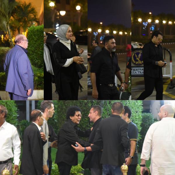 بالفيديو| نجوم الفن والغناء في عزاء الفنان علاء عبد الخالق