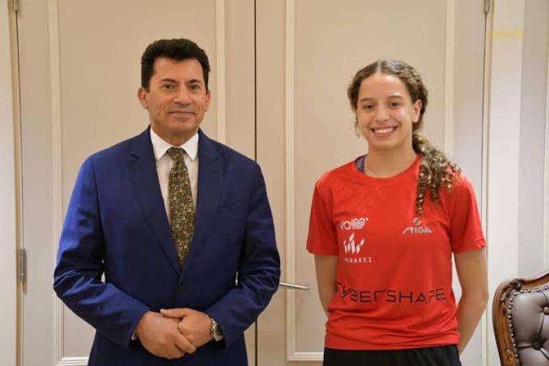 وزير الرياضة يهنئ هنا جودة بالفوز ببطولة أفريقيا للكبار في تنس الطاولة