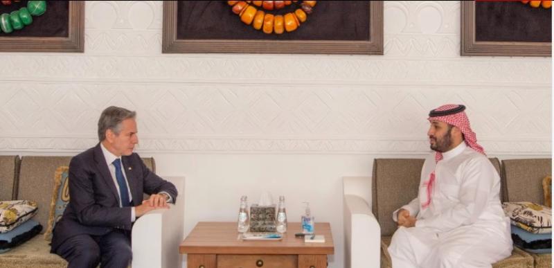 بلينكن يلتقي محمد بن سلمان ويبحث معه وقف التصعيد في غزة