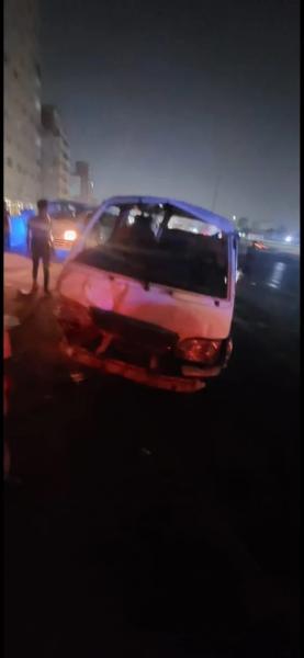 إصابة 7 أشخاص في تصادم سيارات عدة أعلى دائري السلام اتجاه المرج