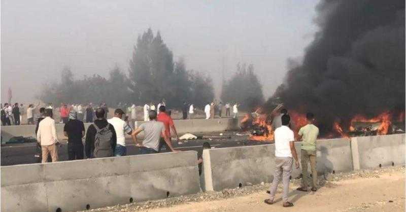 ارتفاع حصيلة المتوفين والمصابين في حادث احتراق 30 سيارة بطريق الإسكندرية