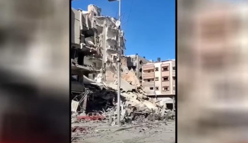 مشاهد لآثار الدمار في محيط مستشفى القدس.. «فيديو»