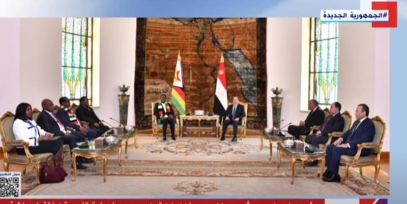 الرئيس السيسي يستقبل نظيره الزيمبابوي في قصر الاتحادية