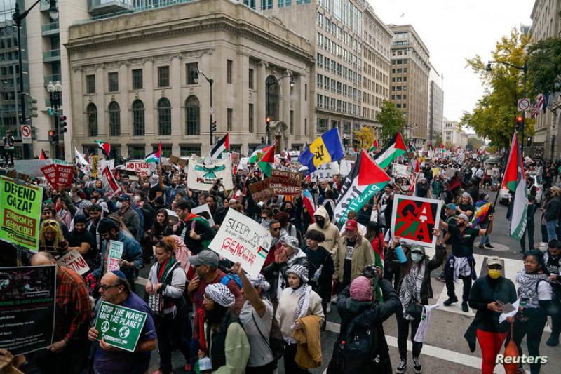 تظاهرة مؤيدة للفلسطيين في واشنطن
