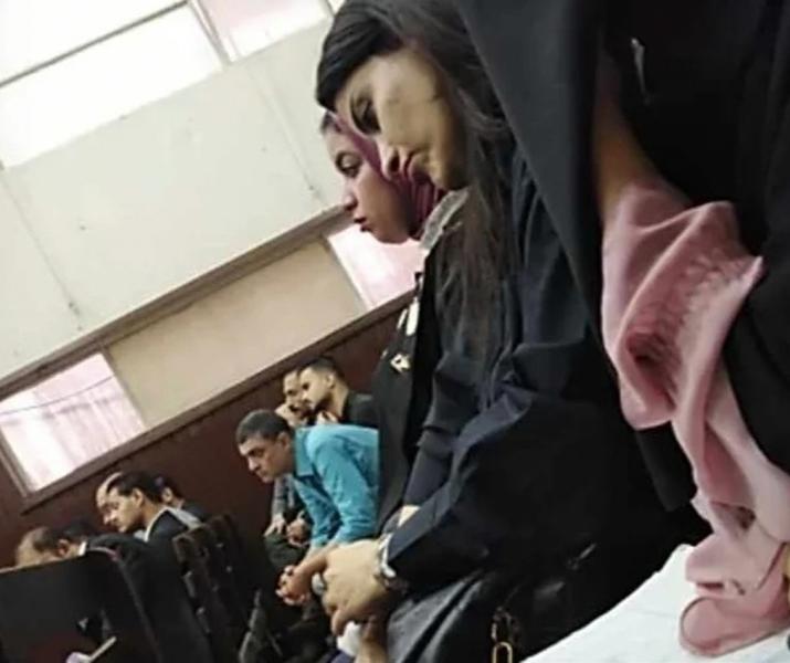 المذيعة أميرة شنب أثناء جلسة الاستئناف