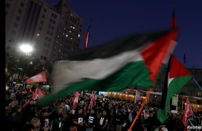 مظاهرات في تشيلي دعما للقضية الفلسطينية 