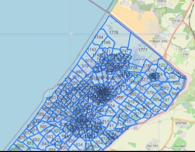 تقسيم قطاع غزة إلى بلوكات