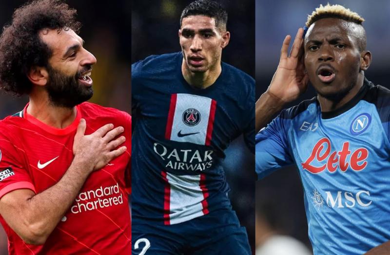 محمد صلاح وفكتور أوسيمين وأشرف حكيمي 
