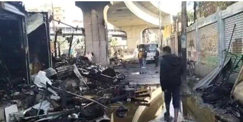 حريق هائل يلتهم 20 كشكا بجوار السكة الحديد في سوهاج