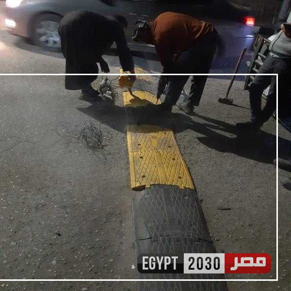 تركيب مطبات صناعية بمحيط المستشفيات الجامعية بأسيوط