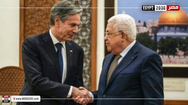 الرئيس الفلسطيني ووزير الخارجية الأمريكي 