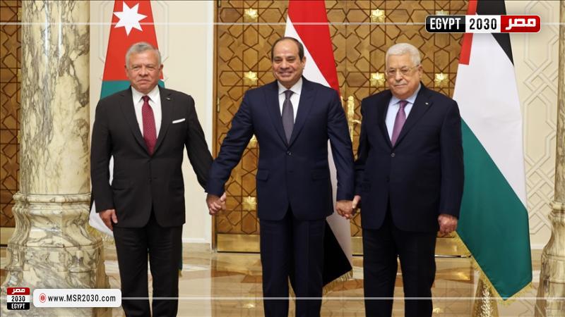 الرئيس السيسي ونظيريه الأردني والفلسطيني 