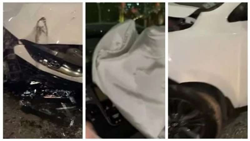 سيارة لورا طليقة شريف منير بعد الحادث