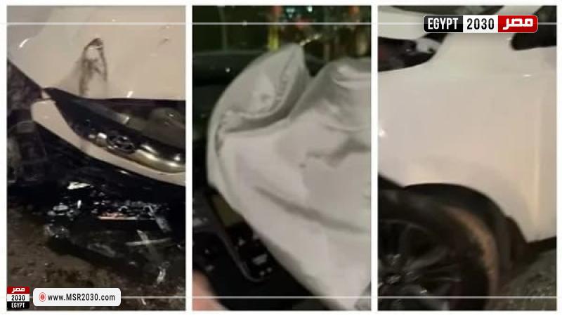 سيارة لورا طليقة شريف منير بعد الحادث