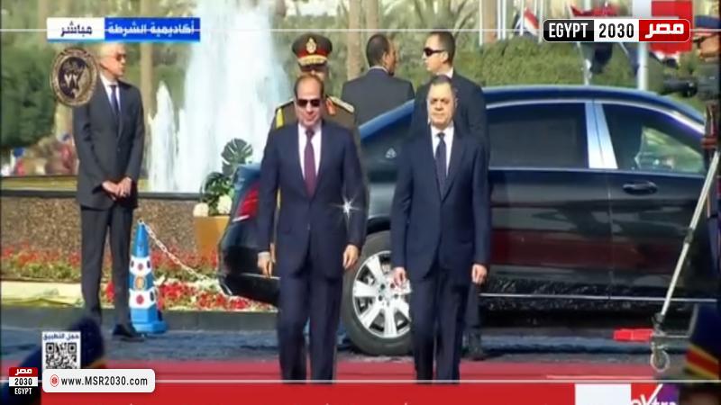 لحظة وصول الرئيس السيسي مقر أكاديمية الشرطة