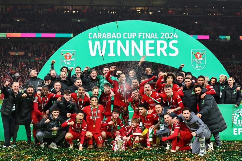 شاهد.. فرحة محمد صلاح بعد تتويج ليفربول بـ كأس الرابطة على حساب تشيلسي