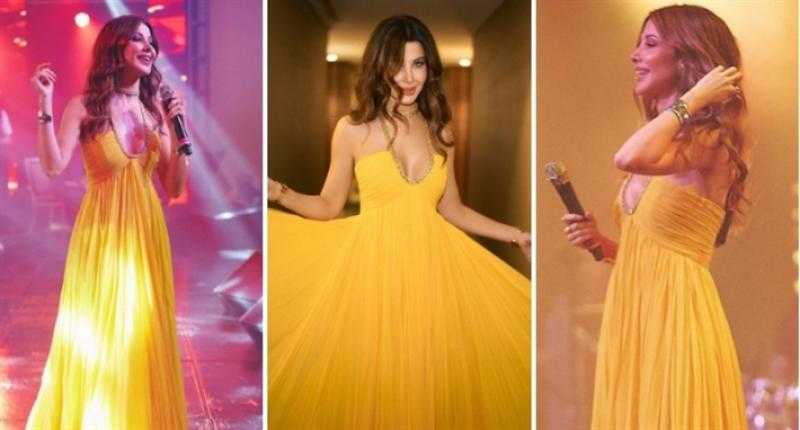 سعره نصف مليون جنيه.. نانسي عجرم بفستان أصفر بلا أكمام في حفلها بكندا