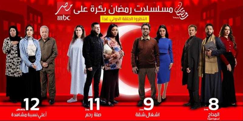 بدء عرض ”المداح أسطورة العودة” و”أشغال شقة” و”صلة رحم” و”أعلى نسبة مُشاهدة”