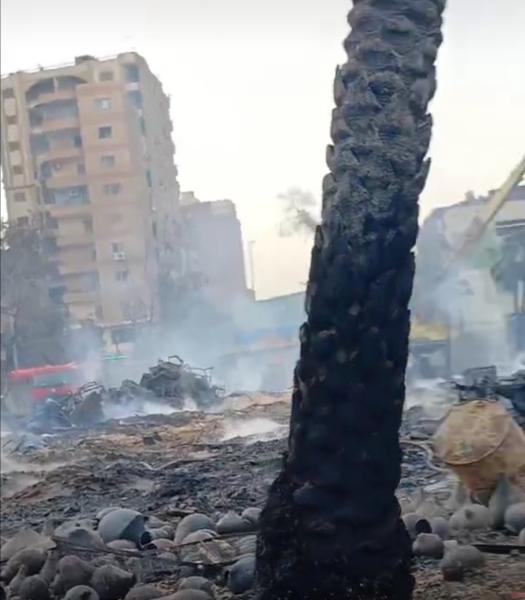 مصدر أمني: استمرار عمليات التبريد في حريق استوديو الأهرامl صور