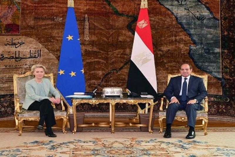 السيسي يستقبل رئيسة المفوضية الأوروبية على هامش القمة المصرية الأوروبية