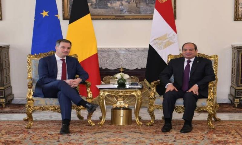 السيسي يبحث مع رئيس الوزراء البلجيكي الأوضاع في غزة