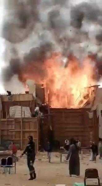 مصدر أمني يكشف سبب حريق لوكيشن تصوير مسلسل ”ألف ليلة وليلة”