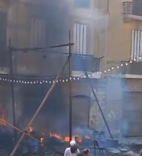 حريق يلتهم مائدة إفطار ويمتد الى مسجد السلطان أبو العلا