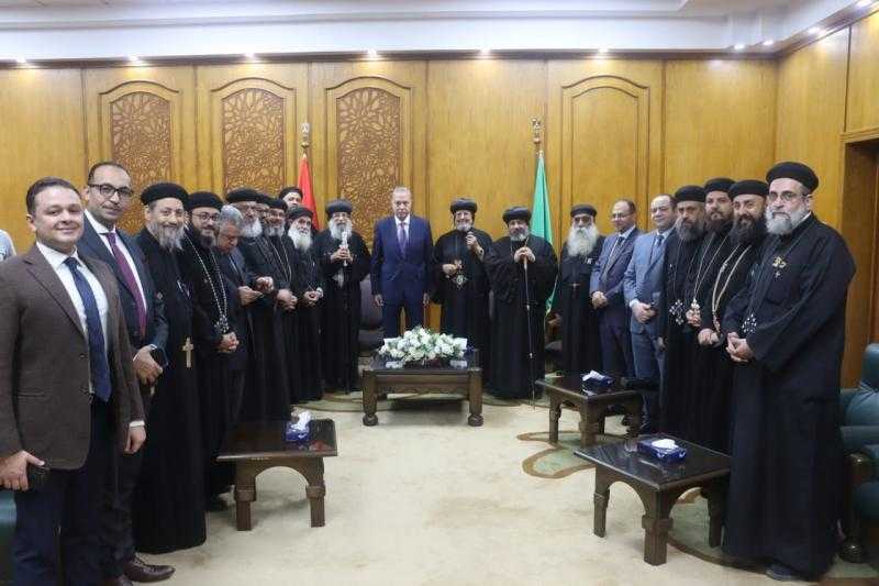 محافظ القليوبية يستقبل الأنبا مرقص مطران شبرا الخيمة للتهنئة بعيد الفطر المبارك