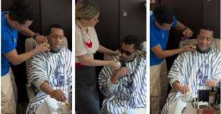 محمد رمضان يستعين بمضيفة طائرته الخاصة لإزالة شعر ذقنه
