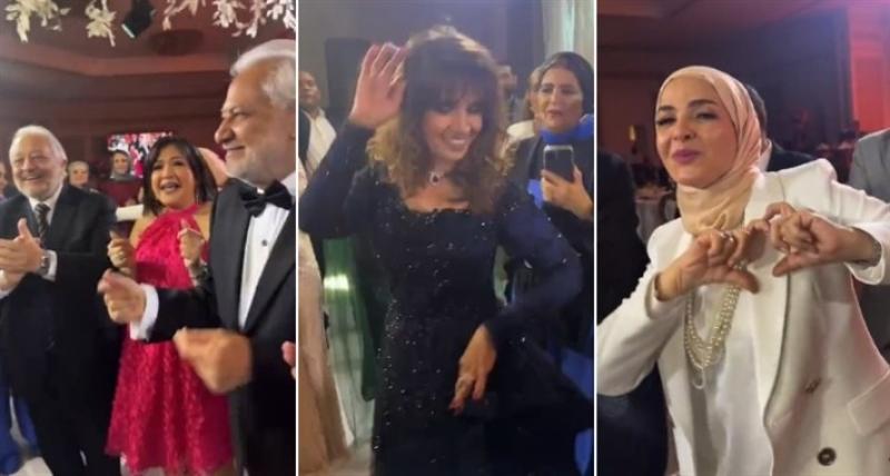 رقص منى عبد الغني وخالد زكي وابنة سامح الصريطي … لقطات من حفل زفاف ابنة المطربة حنان