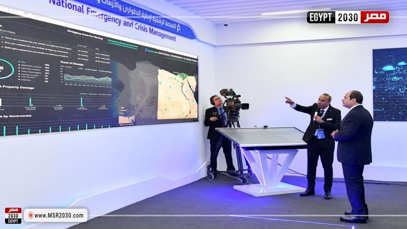 الرئيس السيسي خلال افتتاح مركز البيانات والحوسبة السحابية الحكومية