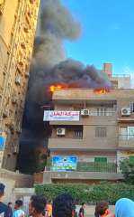 حريق هائل في أحد الأبراج السكنية بالمهندسين