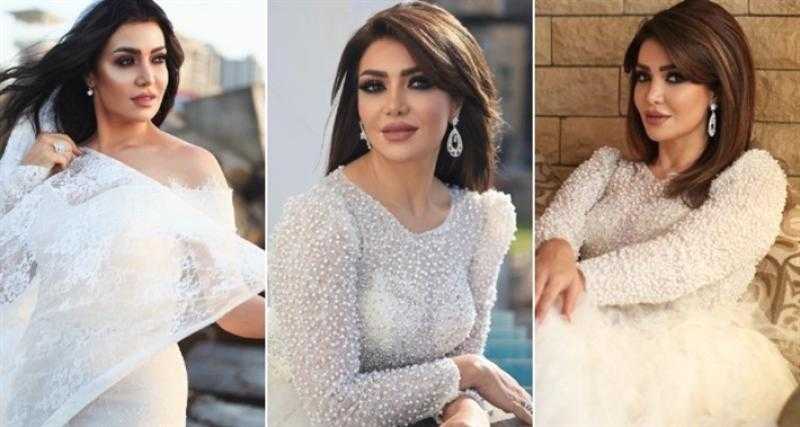 لقاء سويدان بفستاني زفاف في جلسة تصوير جديدة