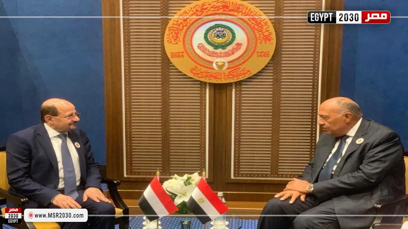 لقاء سامح شكري وزير الخارجية مع الدكتور شائع محسن الزنداني وزير الخارجية وشئون المغتربين اليمني