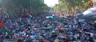 مظاهرات حاشدة في برشلونة تنديدا بالحرب المستمرة على غزة.. «فيديو»