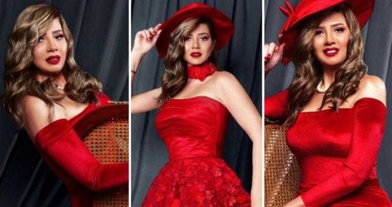 رانيا فريد شوقي بفستانين باللون الأحمر في جلسة تصوير جديدة