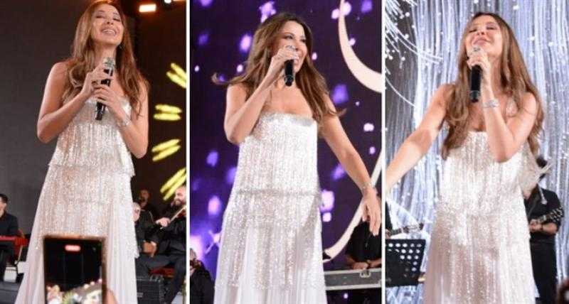 نانسي عجرم بفستان أبيض بـ”شراشيب” في خطوبة ابنة رجل أعمال