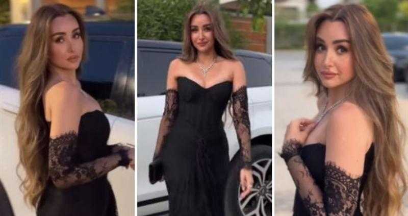 هنا الزاهد بفستان من الجبير بدون أكمام
