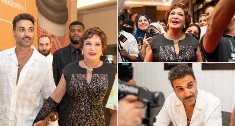الجمهور يلتف حول لبلبة وأحمد فهمي وأوس أوس في العرض الخاص لفيلم ”عصابة الماكس” في الرياض