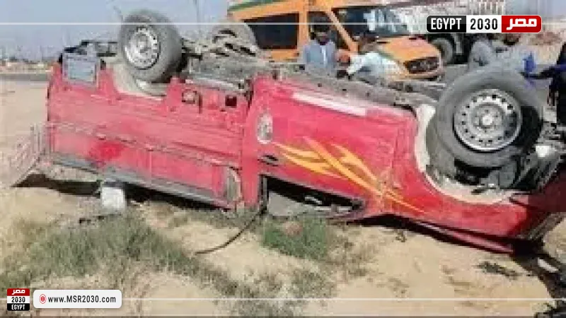 حادث انقلاب سيارة ربع 